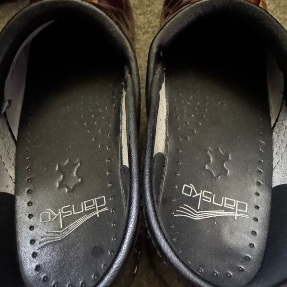 Dansko Brown and Orange Snakeskin style Clogs Sz 36/6 - Picture 5 of 7